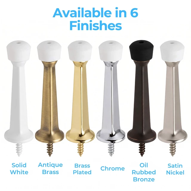 Alt view image 5 of 7 - Premium Heavy Duty Door Stoppers for Bottom of Door, Solid Metal Baseboard Mounted Door Stop, Screw-in Baseboard Door Stops for Wall Protection 3" (Chrome, 4 Pack)