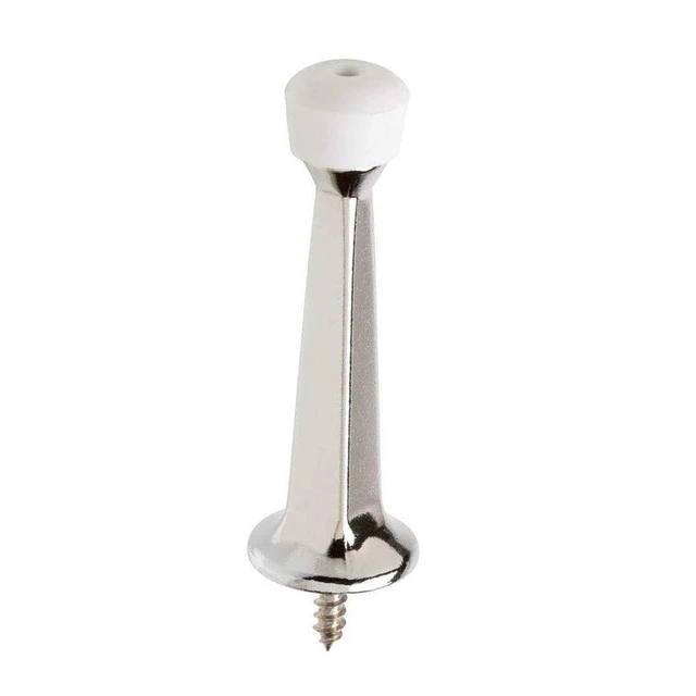 Alt view image 7 of 7 - Premium Heavy Duty Door Stoppers for Bottom of Door, Solid Metal Baseboard Mounted Door Stop, Screw-in Baseboard Door Stops for Wall Protection 3" (Chrome, 4 Pack)