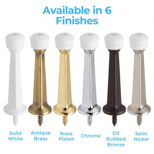 Alt view image 5 of 7 - Premium Heavy Duty Door Stoppers for Bottom of Door, Solid Metal Baseboard Mounted Door Stop, Screw-in Baseboard Door Stops for Wall Protection 3" (Satin Nickel, 4 Pack)