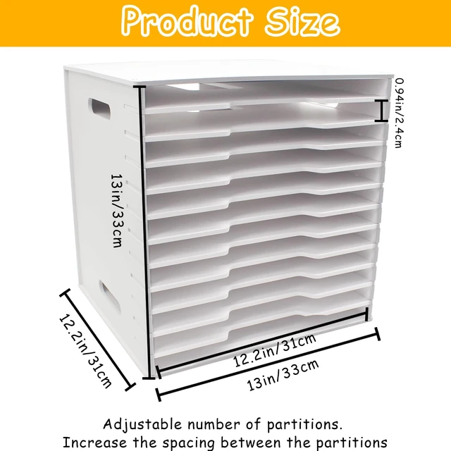 Alt view image 2 of 7 - 12 Tier Scrapbook Paper Organizer,13"x13" Scrapbook Paper Organizer Storage Desk File Sorter Storage Craft & Stamp Cardstock Storage Rack for Home Office & Classrooms