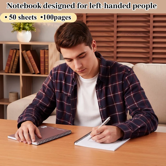 Alt view image 2 of 6 - 10 Pcs Left Handed Spiral Notebook, Left-handed One Subject Notebook, 8.5" x 11", 50 Sheets, College-ruled, Assorted Color Covers (Muted)