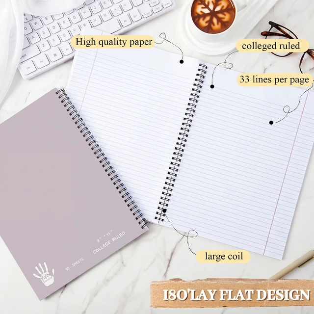 Alt view image 4 of 6 - 10 Pcs Left Handed Spiral Notebook, Left-handed One Subject Notebook, 8.5" x 11", 50 Sheets, College-ruled, Assorted Color Covers (Muted)