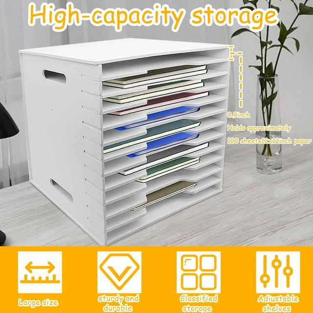 Alt view image 3 of 7 - 12 Tier Scrapbook Paper Organizer,13"x13" Scrapbook Paper Organizer Storage Desk File Sorter Storage Craft & Stamp Cardstock Storage Rack for Home Office & Classrooms