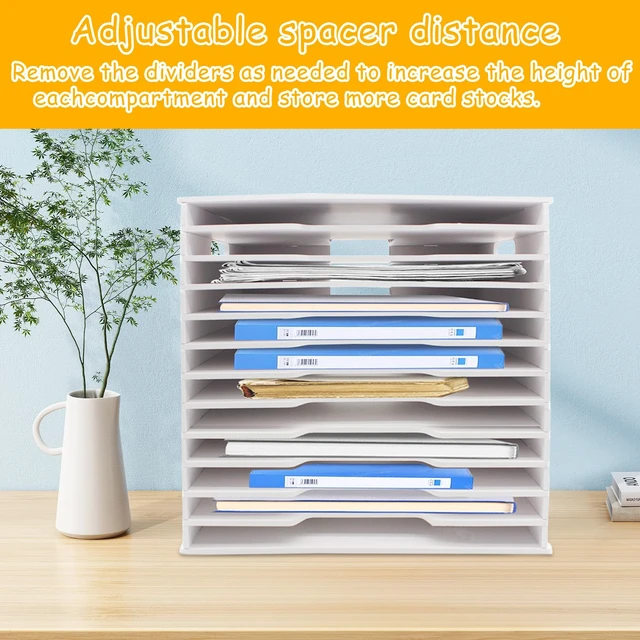 Alt view image 4 of 7 - 12 Tier Scrapbook Paper Organizer,13"x13" Scrapbook Paper Organizer Storage Desk File Sorter Storage Craft & Stamp Cardstock Storage Rack for Home Office & Classrooms