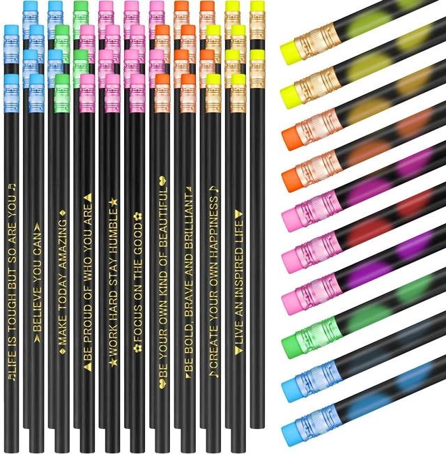 Main image of 80pcs Color Changing Pencils for Back to School, Inspirational with Eraser Encourage Saying, Thermochromic Design, Fun for Kids Students Classroom, Birthday Party Favors Teacher Rewards