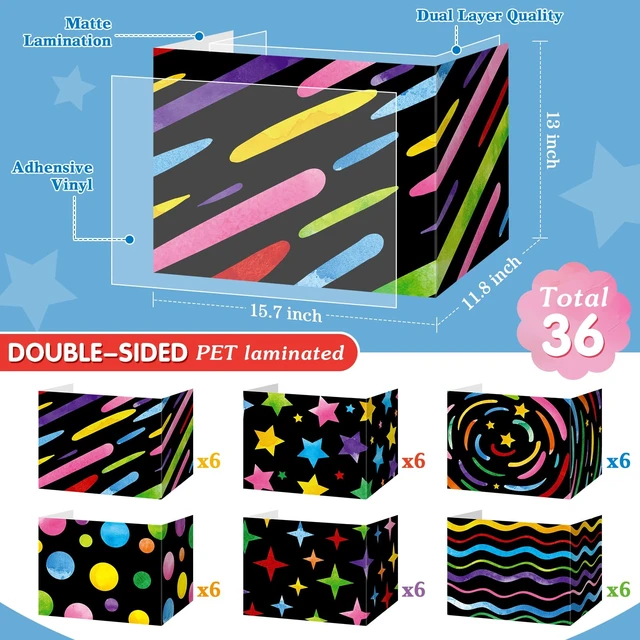 Alt view image 2 of 6 - 36 Pcs Privacy Folders for Students, Test Dividers,Chalkboard Tri Fold Divider, Limits Distractions, 39 x 13 In Unfolded, 300 GSM Cardboard, Water Resistant, Classroom Test Study
