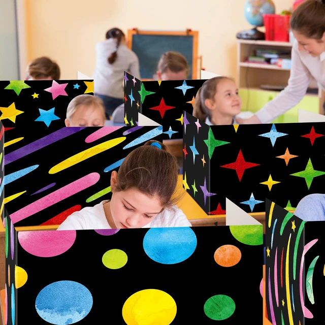 Alt view image 4 of 6 - 36 Pcs Privacy Folders for Students, Test Dividers,Chalkboard Tri Fold Divider, Limits Distractions, 39 x 13 In Unfolded, 300 GSM Cardboard, Water Resistant, Classroom Test Study