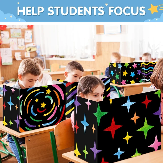 Alt view image 5 of 6 - 36 Pcs Privacy Folders for Students, Test Dividers,Chalkboard Tri Fold Divider, Limits Distractions, 39 x 13 In Unfolded, 300 GSM Cardboard, Water Resistant, Classroom Test Study