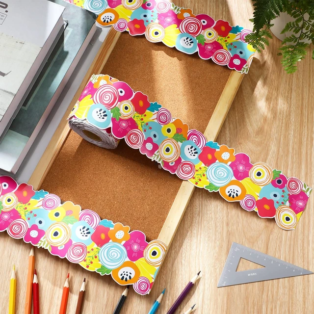Alt view image 3 of 6 - 68.9 ft Flowers Bulletin Board Border Back to School Theme Decoration First Day of School Rolled Border Trim for Party Classroom Bulletin Boards Chalkboard Wall Decor