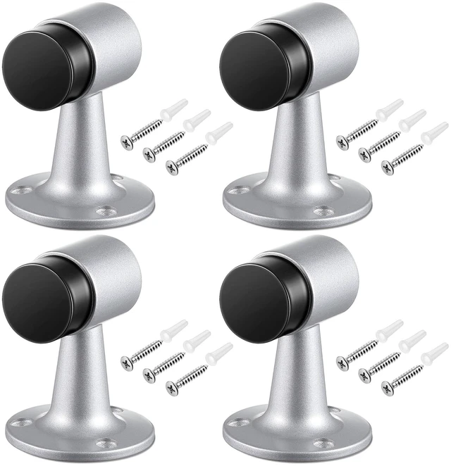 Main image of 4 Pack Heavy Duty Floor Mounted Door Stop 3 in Aluminum Commercial Grade Door Stopper with Rubber Bumper & Stainless Steel Screws (Sliver)