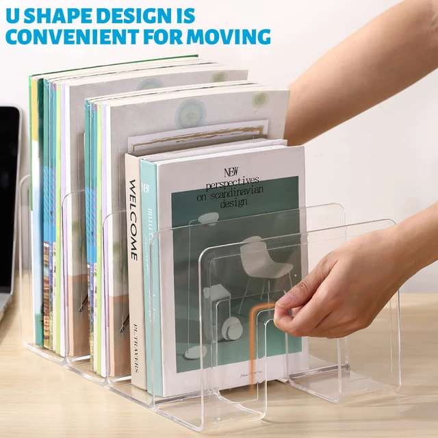 Alt view image 4 of 7 - Acrylic File Holder, Clear File Sorter Desk File Organizer, Sturdy Desktop File Folder Organizer Rack for Envelopes Mail Letter Paper Notebook Electronics Office Supplies (4 Sections, 2 Pack)