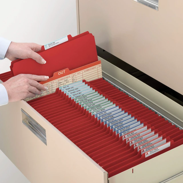 Alt view image 5 of 7 - Pressboard Classification File Folder with SafeSHIELD Fasteners, 1 Divider, 2" Expansion, Letter Size, Bright Red, 10 per Box (13731) (Pack of 1)