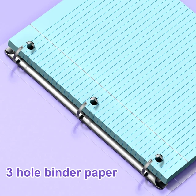 Alt view image 5 of 7 - 720 Sheets Loose Leaf Paper College Ruled, 8x10.5 Colored Notebook Paper 3 Hole Punched Lined Paper, 3 Ring Binders Notepad, 10-1/2" X 8 Filler Notebook Paper, Writing Paper Pads, School Supplies
