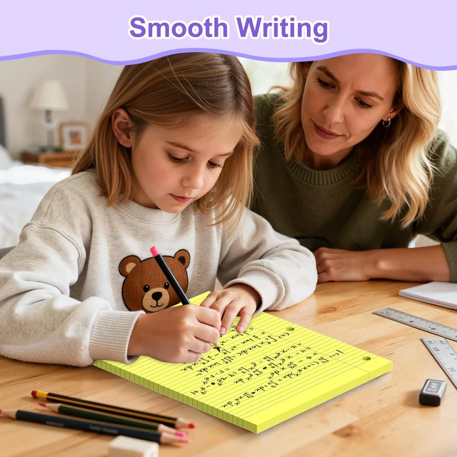 Alt view image 6 of 7 - 720 Sheets Loose Leaf Paper College Ruled, 8x10.5 Colored Notebook Paper 3 Hole Punched Lined Paper, 3 Ring Binders Notepad, 10-1/2" X 8 Filler Notebook Paper, Writing Paper Pads, School Supplies