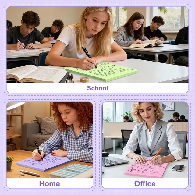Alt view image 7 of 7 - 720 Sheets Loose Leaf Paper College Ruled, 8x10.5 Colored Notebook Paper 3 Hole Punched Lined Paper, 3 Ring Binders Notepad, 10-1/2" X 8 Filler Notebook Paper, Writing Paper Pads, School Supplies