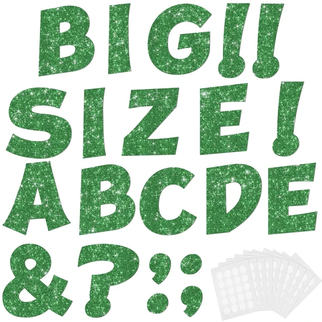 Main image of 154 Pcs Large 7" Glitter Bulletin Board Letters for Classroom Cut Out Letters for Bulletin Board Decorations, Poster Board Letters Alphabet Cutouts for Classroom Wall Decor (Green)