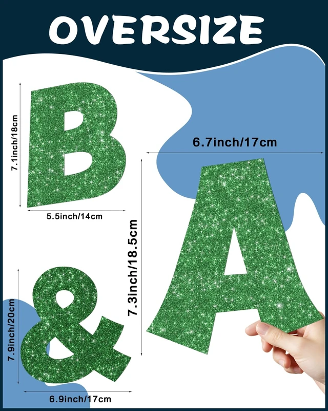 Alt view image 3 of 7 - 154 Pcs Large 7" Glitter Bulletin Board Letters for Classroom Cut Out Letters for Bulletin Board Decorations, Poster Board Letters Alphabet Cutouts for Classroom Wall Decor (Green)
