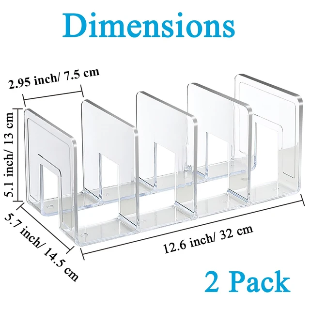 Alt view image 2 of 7 - Acrylic File Holder, Clear File Sorter Desk File Organizer, Sturdy Desktop File Folder Organizer Rack for Envelopes Mail Letter Paper Notebook Electronics Office Supplies (4 Sections, 2 Pack)