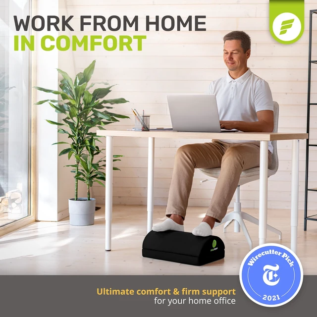 Alt view image 2 of 7 - Foot Rest for Under Desk at Work - Chiropractor Endorsed 2in1 Adjustable Premium Under Desk Footrest - Ergonomic Desk Foot Rest with High-Density Compression-Resistant Soft Foam (Black, Mesh)