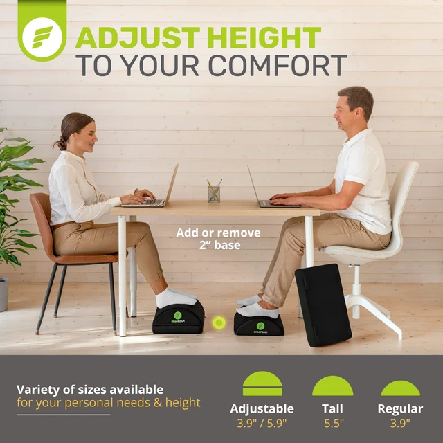 Alt view image 3 of 7 - Foot Rest for Under Desk at Work - Chiropractor Endorsed 2in1 Adjustable Premium Under Desk Footrest - Ergonomic Desk Foot Rest with High-Density Compression-Resistant Soft Foam (Black, Mesh)