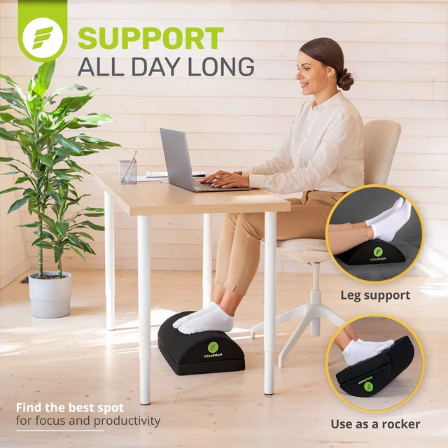 Alt view image 6 of 7 - Foot Rest for Under Desk at Work - Chiropractor Endorsed 2in1 Adjustable Premium Under Desk Footrest - Ergonomic Desk Foot Rest with High-Density Compression-Resistant Soft Foam (Black, Mesh)