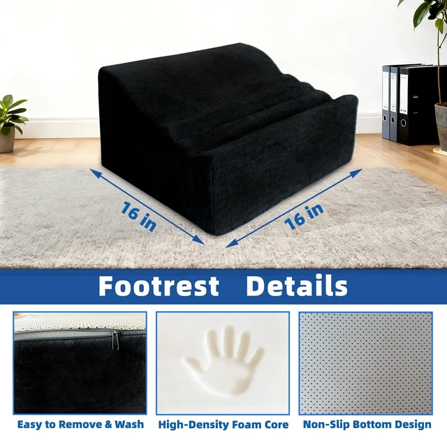 Alt view image 2 of 6 - Under Desk Foot Rest, Ergonomic Foot Stool for Office and Home (Black)