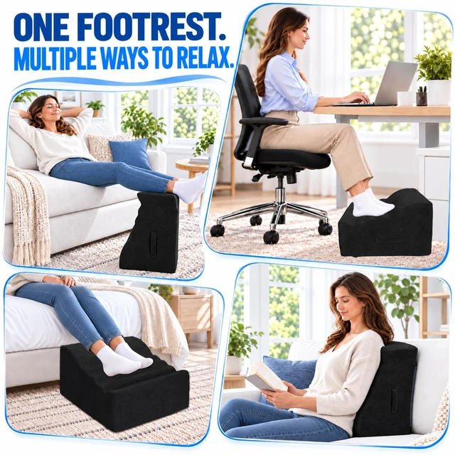 Alt view image 6 of 6 - Under Desk Foot Rest, Ergonomic Foot Stool for Office and Home (Black)