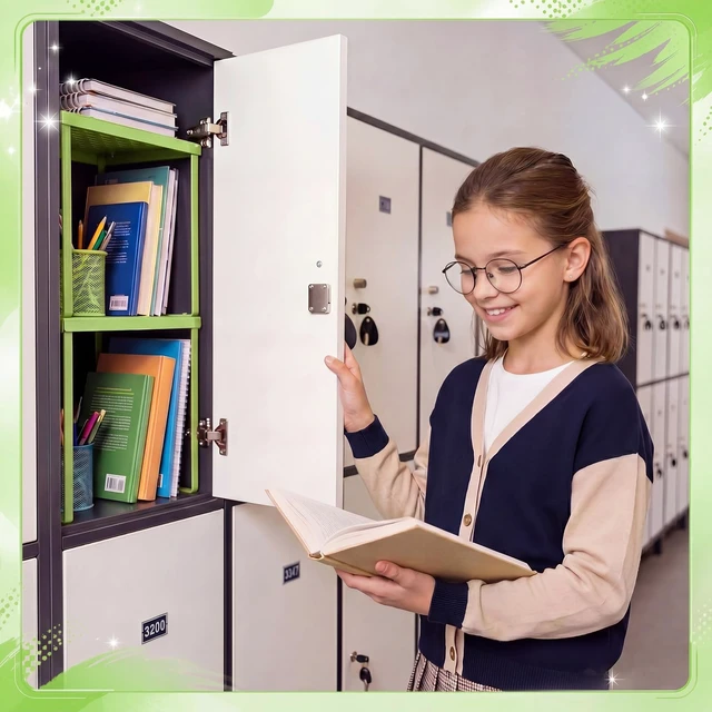 Alt view image 2 of 7 - 2 Pcs Metal Locker Organizer Shelf Stackable 2-Tier, Light Green Fits Standard School Office Gym Lockers, Sturdy Build, Open Grid Design for Visibility, 11x10x12 Inch Size, Hardware Included