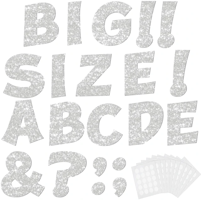 Main image of 154 Pcs Large 7" Glitter Bulletin Board Letters for Classroom Cut Out Letters for Bulletin Board Decorations, Poster Board Letters Alphabet Cutouts for Classroom Wall Decor (Sliver)