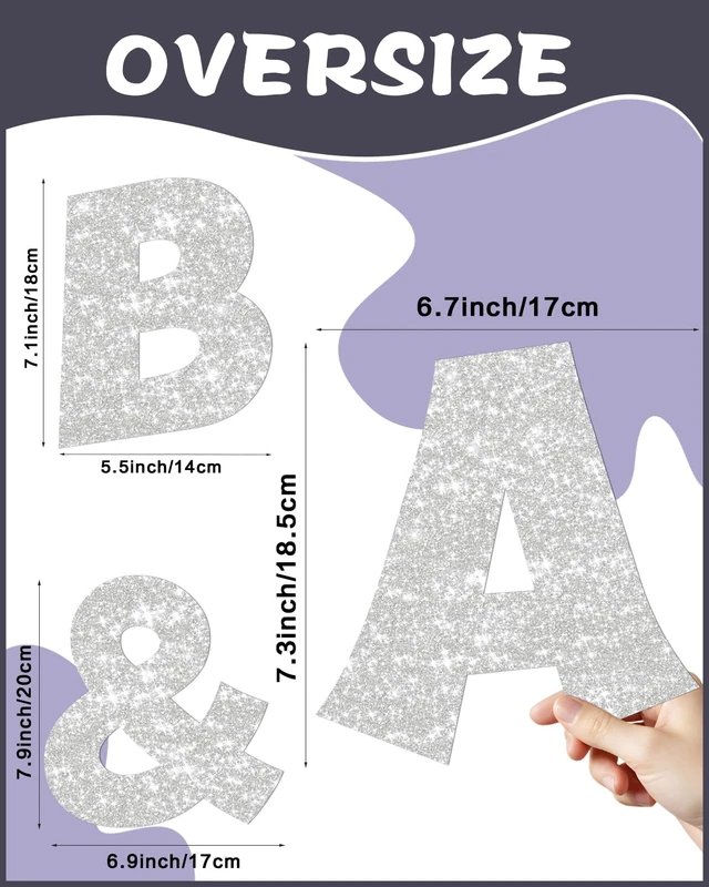 Alt view image 3 of 7 - 154 Pcs Large 7" Glitter Bulletin Board Letters for Classroom Cut Out Letters for Bulletin Board Decorations, Poster Board Letters Alphabet Cutouts for Classroom Wall Decor (Sliver)