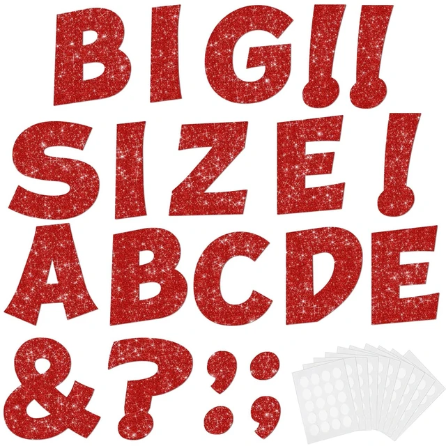 Main image of 154 Pcs Large 7" Glitter Bulletin Board Letters for Classroom Cut Out Letters for Bulletin Board Decorations, Poster Board Letters Alphabet Cutouts for Classroom Wall Decor (Red)