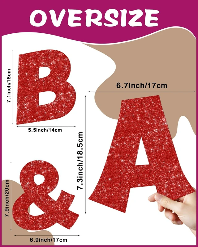 Alt view image 3 of 7 - 154 Pcs Large 7" Glitter Bulletin Board Letters for Classroom Cut Out Letters for Bulletin Board Decorations, Poster Board Letters Alphabet Cutouts for Classroom Wall Decor (Red)