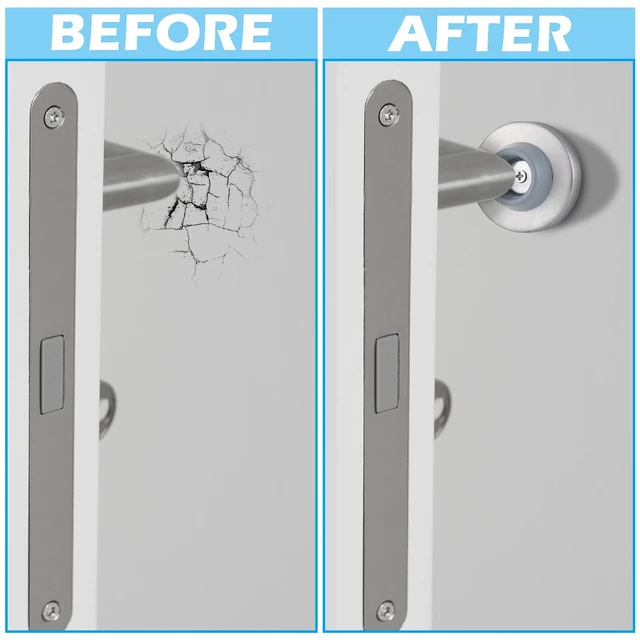 Alt view image 5 of 7 - 50 Pieces Wall Door Stop Bumper Stainless Steel Wall Stops, Silver Wall Mounted Stoppers, with 1-1/8 Inch Round Concave Rubber Protector Stops, for Commercial Residential Doors