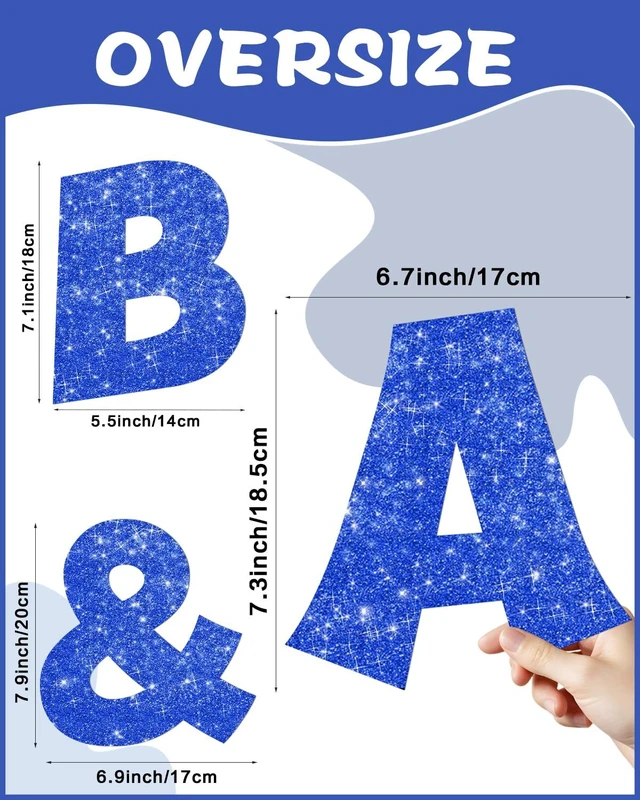 Alt view image 3 of 7 - 154 Pcs Large 7" Glitter Bulletin Board Letters for Classroom Cut Out Letters for Bulletin Board Decorations, Poster Board Letters Alphabet Cutouts for Classroom Wall Decor (Blue)