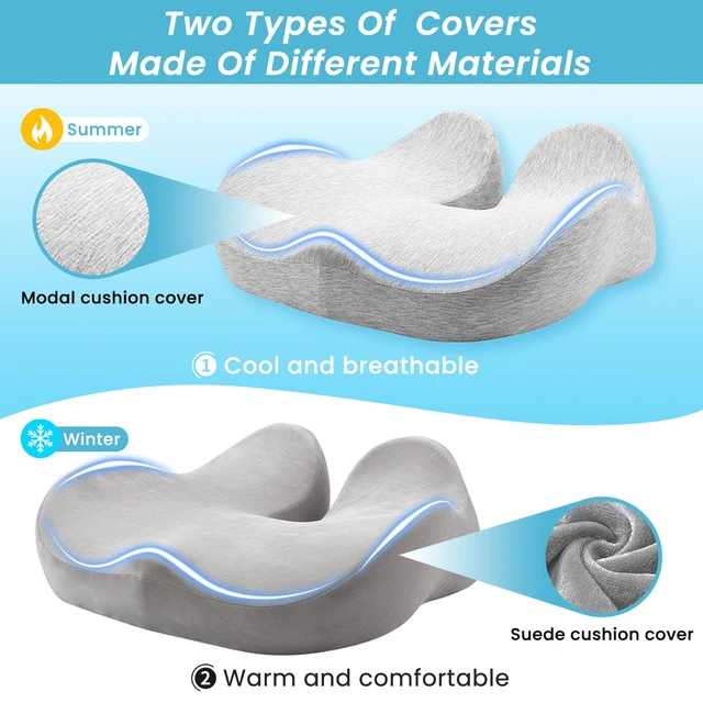 Alt view image 2 of 7 - Seat Cushion,Ergonomic Chair Cushions for Sit Bone Tailbone Pain Relief,Sciatica & Back Support,Memory Foam Butt Pillow for Office,Car,Home,Gaming,Wheelchair
