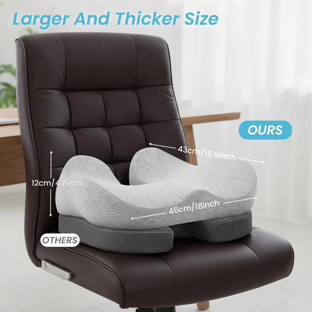 Alt view image 7 of 7 - Seat Cushion,Ergonomic Chair Cushions for Sit Bone Tailbone Pain Relief,Sciatica & Back Support,Memory Foam Butt Pillow for Office,Car,Home,Gaming,Wheelchair