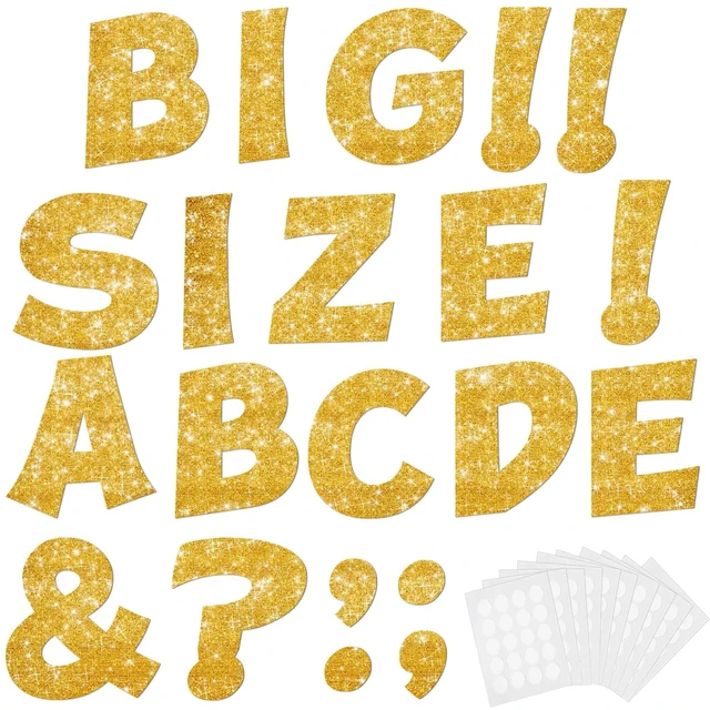 Main image of 154 Pcs Large 7" Glitter Bulletin Board Letters for Classroom Cut Out Letters for Bulletin Board Decorations, Poster Board Letters Alphabet Cutouts for Classroom Wall Decor (Yellow)
