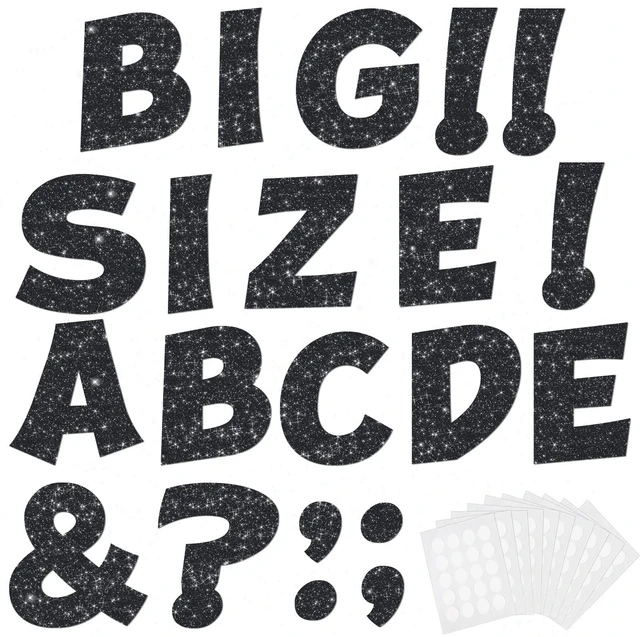 Main image of 154 Pcs Large 7" Glitter Bulletin Board Letters for Classroom Cut Out Letters for Bulletin Board Decorations, Poster Board Letters Alphabet Cutouts for Classroom Wall Decor (Black)