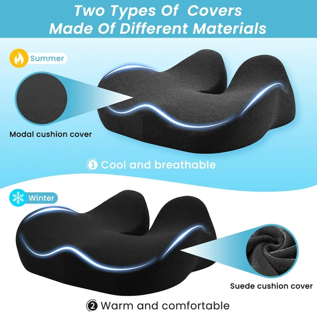 Alt view image 2 of 7 - Seat Cushion,Ergonomic Chair Cushions for Sit Bone Tailbone Pain Relief,Sciatica & Back Support,Memory Foam Butt Pillow for Office,Car,Home,Gaming,Wheelchair
