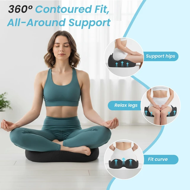 Alt view image 6 of 7 - Seat Cushion,Ergonomic Chair Cushions for Sit Bone Tailbone Pain Relief,Sciatica & Back Support,Memory Foam Butt Pillow for Office,Car,Home,Gaming,Wheelchair