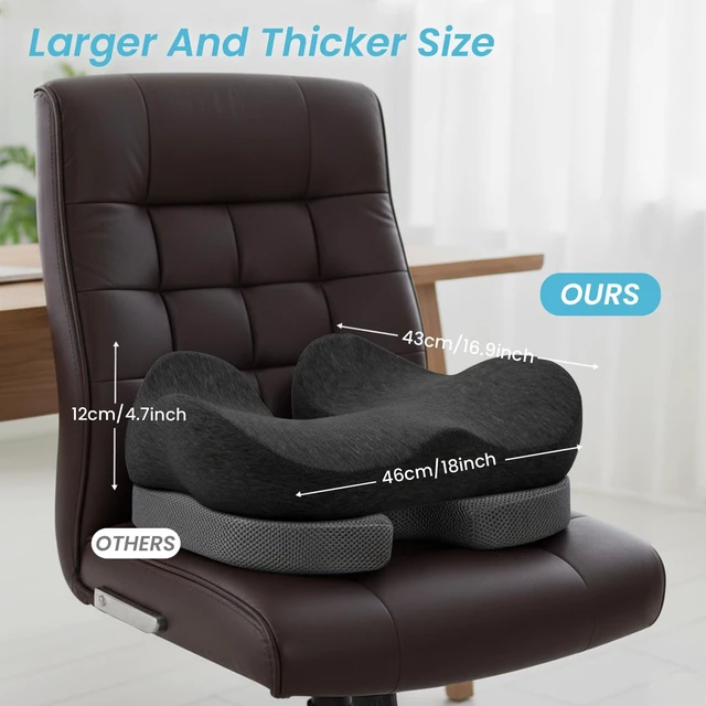Alt view image 7 of 7 - Seat Cushion,Ergonomic Chair Cushions for Sit Bone Tailbone Pain Relief,Sciatica & Back Support,Memory Foam Butt Pillow for Office,Car,Home,Gaming,Wheelchair