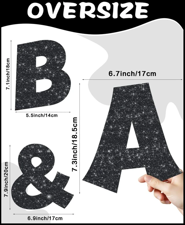 Alt view image 3 of 7 - 154 Pcs Large 7" Glitter Bulletin Board Letters for Classroom Cut Out Letters for Bulletin Board Decorations, Poster Board Letters Alphabet Cutouts for Classroom Wall Decor (Black)
