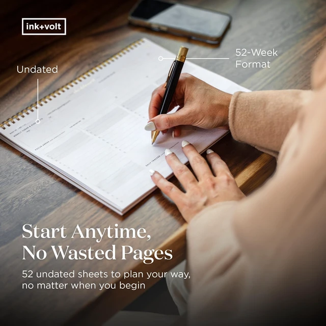 Alt view image 7 of 7 - Dashboard Spiral Deskpad Undated Weekly Planner Notepad w/ 52 Undated Sheets, Premium Productivity Planner, Minimalist Weekly to do List for Work & Study A4 Size, Black - Made in the USA