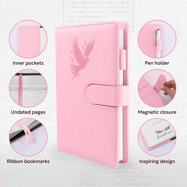 Alt view image 3 of 7 - Prayer Journal for Women - Daily Devotional Journaling Book for Woman, Religious Baptism & Christian Gifts & Bible Study Supplies for Church Note Taking, Devotional Notebook Accessories