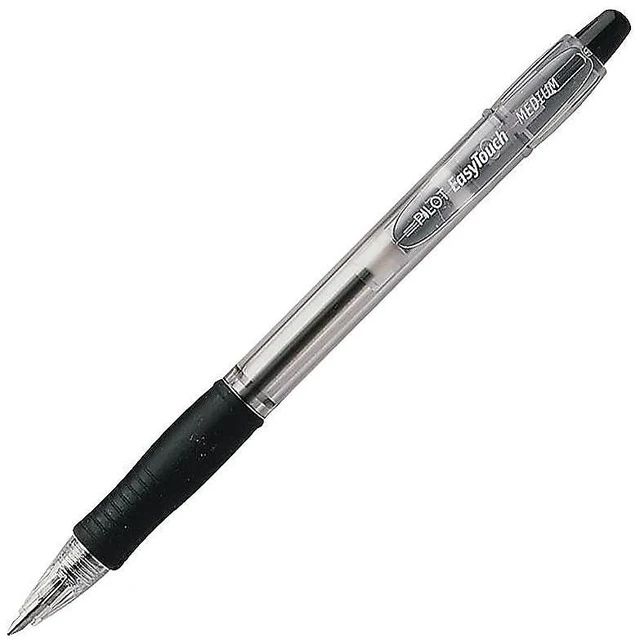 Alt view image 2 of 2 - EasyTouch Ballpoint Pens, Medium Point 1.0mm, Black Ink, 12-Pack Taking notes made easy, black pens for school or office, retractable, refillable, ball point pens medium point