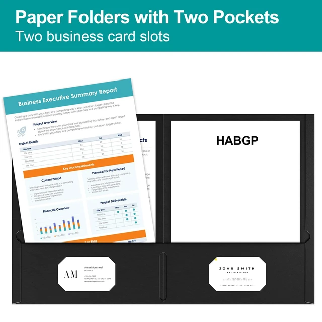 Alt view image 3 of 7 - 2 Pocket Folders, 100 Pack, Black Paper File Folders with Pockets Two Pocket Folders, Fit Letter Size Paper, for School, Office, Home, Business