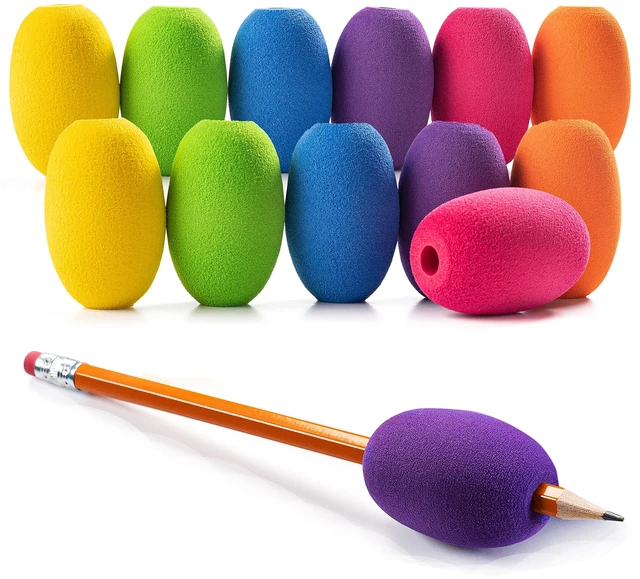 Main image of Egg Pen-Pencil Grips for Kids and Adults Colorful, Cushioned Holders for Handwriting, Drawing, Coloring - Ergonomic Right or Left-Handed Use - Reusable (Multiple Colors-12 Pack)