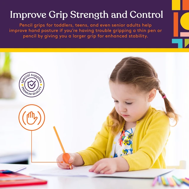 Alt view image 4 of 7 - Egg Pen-Pencil Grips for Kids and Adults Colorful, Cushioned Holders for Handwriting, Drawing, Coloring - Ergonomic Right or Left-Handed Use - Reusable (Multiple Colors-12 Pack)