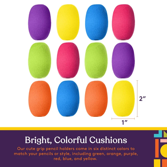 Alt view image 6 of 7 - Egg Pen-Pencil Grips for Kids and Adults Colorful, Cushioned Holders for Handwriting, Drawing, Coloring - Ergonomic Right or Left-Handed Use - Reusable (Multiple Colors-12 Pack)