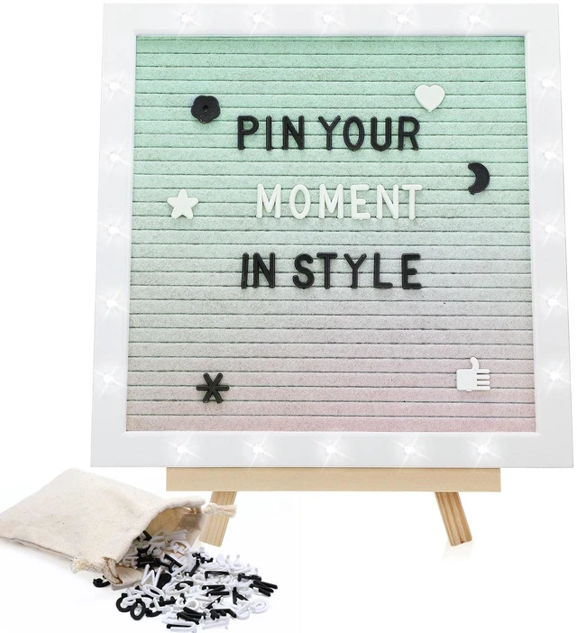 Main image of 10×10" Light up Felt Letter Board with Changeable Letters & Tripod Custom Message Sign, Will You Be My Girlfriend/Baby Announcement/Pregnancy/Birthday/Halloween Decor, Gradient